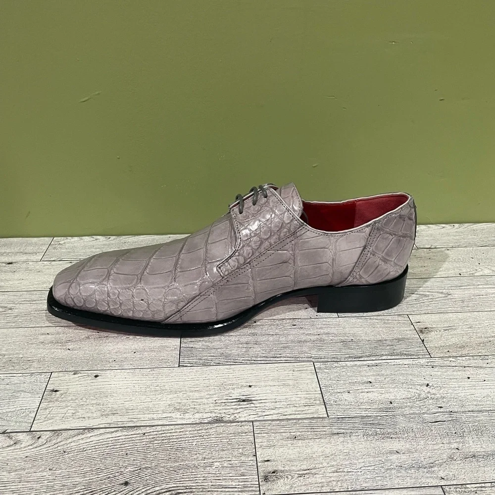 Fennix Italy shoes LT gray big blocks alligator Oxford SZ 11